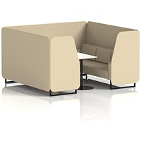 Brixworth 6 Seater Booth with Table, Black Legs, White/Black Table, Sumi Fabric, Zen Panels And Sofa