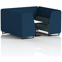 Brixworth 6 Seater Booth with Table, Black Legs, White/Black Table, X2 Fabric, Calculus Panels And Polygon Sofa