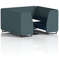Brixworth 6 Seater Booth with Table, Black Legs, White/Black Table, X2 Fabric, Polygon Panels And Calculus Sofa