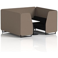 Brixworth 6 Seater Booth with Table, Black Legs, White/Black Table, X2 Fabric, Theory Panels And Diameter Sofa