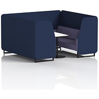 Brixworth 6 Seater Booth with Table, Black Legs, White/Black Table, Synergy Fabric, Alike Panels And Order Sofa