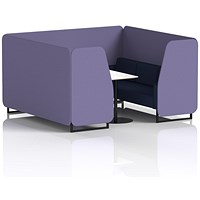 Brixworth 6 Seater Booth with Table, Black Legs, White/Black Table, Synergy Fabric, Order Panels And Alike Sofa
