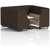 Brixworth 6 Seater Booth with Table, Black Legs, White/Black Table, Synergy Fabric, Wed Panels And Affix Sofa