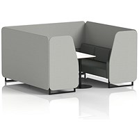 Brixworth 6 Seater Booth with Table, Black Legs, White/Black Table, Sumi Fabric, Tokyo Panels And Kobe Sofa
