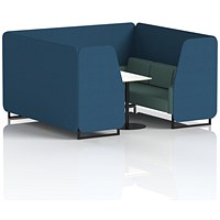 Brixworth 6 Seater Booth with Table, Black Legs, White/Black Table, Sumi Fabric, Uto Panels And Handa Sofa