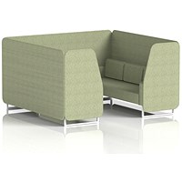 Brixworth 6 Seater Booth, White Legs, Rivet Fabric, Burnish Panels And Sofa