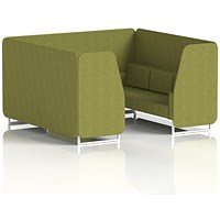 Brixworth 6 Seater Booth, White Legs, Rivet Fabric, Olive Panels And Sofa