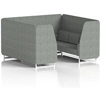 Brixworth 6 Seater Booth, White Legs, Rivet Fabric, Prime Panels And Sofa