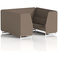 Brixworth 6 Seater Booth, White Legs, X2 Fabric, Theory Panels And Sofa