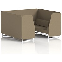 Brixworth 6 Seater Booth, White Legs, Main Line Flax Fabric, Bank Panels And Sofa
