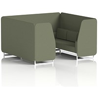 Brixworth 6 Seater Booth, White Legs, Main Line Flax Fabric, Monument Panels And Sofa