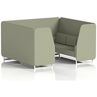 Brixworth 6 Seater Booth, White Legs, Main Line Flax Fabric, Newbury Panels And Sofa