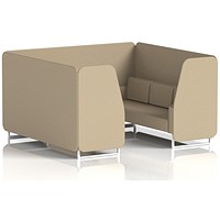 Brixworth 6 Seater Booth, White Legs, Main Line Flax Fabric, Upminster Panels And Sofa