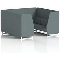 Brixworth 6 Seater Booth, White Legs, Main Line Flax Fabric, Westminster Panels And Sofa