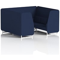 Brixworth 6 Seater Booth, White Legs, Synergy Fabric, Alike Panels And Sofa