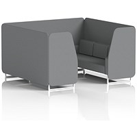 Brixworth 6 Seater Booth, White Legs, Synergy Fabric, Partner Panels And Sofa