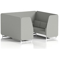 Brixworth 6 Seater Booth, White Legs, Sumi Fabric, Tokyo Panels And Sofa