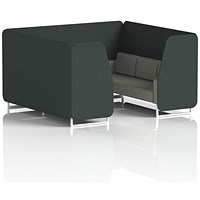 Brixworth 6 Seater Booth, White Legs, Rivet Fabric, Charcoal Panels And Vitreous Sofa