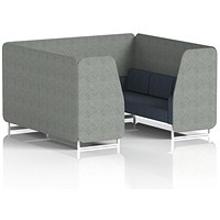 Brixworth 6 Seater Booth, White Legs, Rivet Fabric, Prime Panels And Crucible Sofa