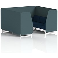 Brixworth 6 Seater Booth, White Legs, X2 Fabric, Polygon Panels And Calculus Sofa