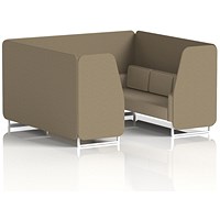 Brixworth 6 Seater Booth, White Legs, Main Line Flax Fabric, Bank Panels And Upminster Sofa