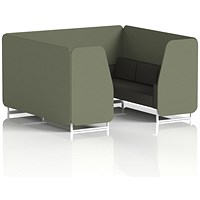 Brixworth 6 Seater Booth, White Legs, Main Line Flax Fabric, Monument Panels And Temple Sofa