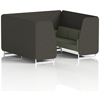 Brixworth 6 Seater Booth, White Legs, Main Line Flax Fabric, Temple Panels And Monument Sofa