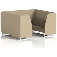 Brixworth 6 Seater Booth, White Legs, Main Line Flax Fabric, Upminster Panels And Bank Sofa