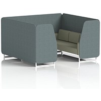 Brixworth 6 Seater Booth, White Legs, Main Line Flax Fabric, Westminster Panels And Newbury Sofa
