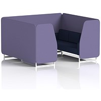Brixworth 6 Seater Booth, White Legs, Synergy Fabric, Order Panels And Alike Sofa