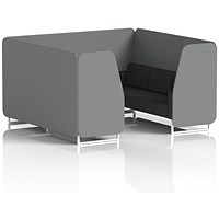 Brixworth 6 Seater Booth, White Legs, Synergy Fabric, Partner Panels And Mix Sofa