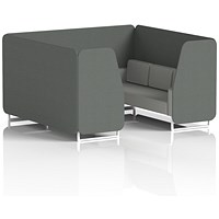 Brixworth 6 Seater Booth, White Legs, Sumi Fabric, Kobe Panels And Tokyo Sofa