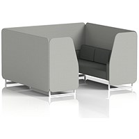 Brixworth 6 Seater Booth, White Legs, Sumi Fabric, Tokyo Panels And Kobe Sofa