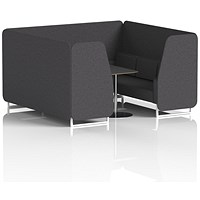 Brixworth 6 Seater Booth with Table, White Legs, Black/Silver Table, X2 Fabric, Arithmetic Panels And Sofa
