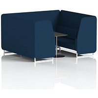 Brixworth 6 Seater Booth with Table, White Legs, Black/Silver Table, X2 Fabric, Calculus Panels And Sofa