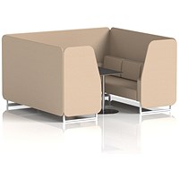 Brixworth 6 Seater Booth with Table, White Legs, Black/Silver Table, Synergy Fabric, Affix Panels And Sofa