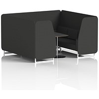 Brixworth 6 Seater Booth with Table, White Legs, Black/Silver Table, Synergy Fabric, Mix Panels And Sofa