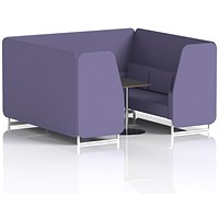 Brixworth 6 Seater Booth with Table, White Legs, Black/Silver Table, Synergy Fabric, Order Panels And Sofa