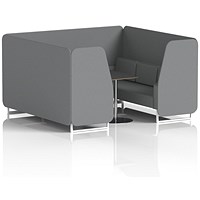 Brixworth 6 Seater Booth with Table, White Legs, Black/Silver Table, Synergy Fabric, Partner Panels And Sofa