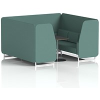 Brixworth 6 Seater Booth with Table, White Legs, Black/Silver Table, Sumi Fabric, Handa Panels And Sofa