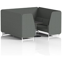 Brixworth 6 Seater Booth with Table, White Legs, Black/Silver Table, Sumi Fabric, Kobe Panels And Sofa