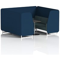 Brixworth 6 Seater Booth with Table, White Legs, Black/Silver Table, X2 Fabric, Calculus Panels And Polygon Sofa