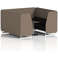 Brixworth 6 Seater Booth with Table, White Legs, Black/Silver Table, X2 Fabric, Theory Panels And Diameter Sofa