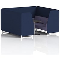 Brixworth 6 Seater Booth with Table, White Legs, Black/Silver Table, Synergy Fabric, Alike Panels And Order Sofa