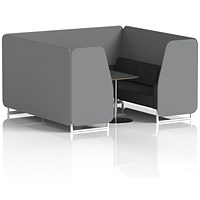 Brixworth 6 Seater Booth with Table, White Legs, Black/Silver Table, Synergy Fabric, Partner Panels And Mix Sofa
