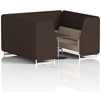Brixworth 6 Seater Booth with Table, White Legs, Black/Silver Table, Synergy Fabric, Wed Panels And Affix Sofa