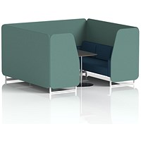 Brixworth 6 Seater Booth with Table, White Legs, Black/Silver Table, Sumi Fabric, Handa Panels And Uto Sofa