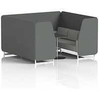 Brixworth 6 Seater Booth with Table, White Legs, Black/Silver Table, Sumi Fabric, Kobe Panels And Tokyo Sofa