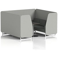 Brixworth 6 Seater Booth with Table, White Legs, Black/Silver Table, Sumi Fabric, Tokyo Panels And Kobe Sofa
