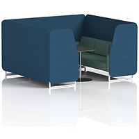 Brixworth 6 Seater Booth with Table, White Legs, Black/Silver Table, Sumi Fabric, Uto Panels And Handa Sofa